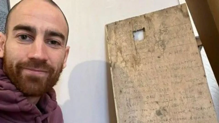 Child’s note on post-war hardships found in door panel
